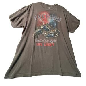 Patriotic T Shirt Size XL‎ Gray Motorcycle USA Life and Liberty Freedom